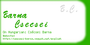 barna csecsei business card